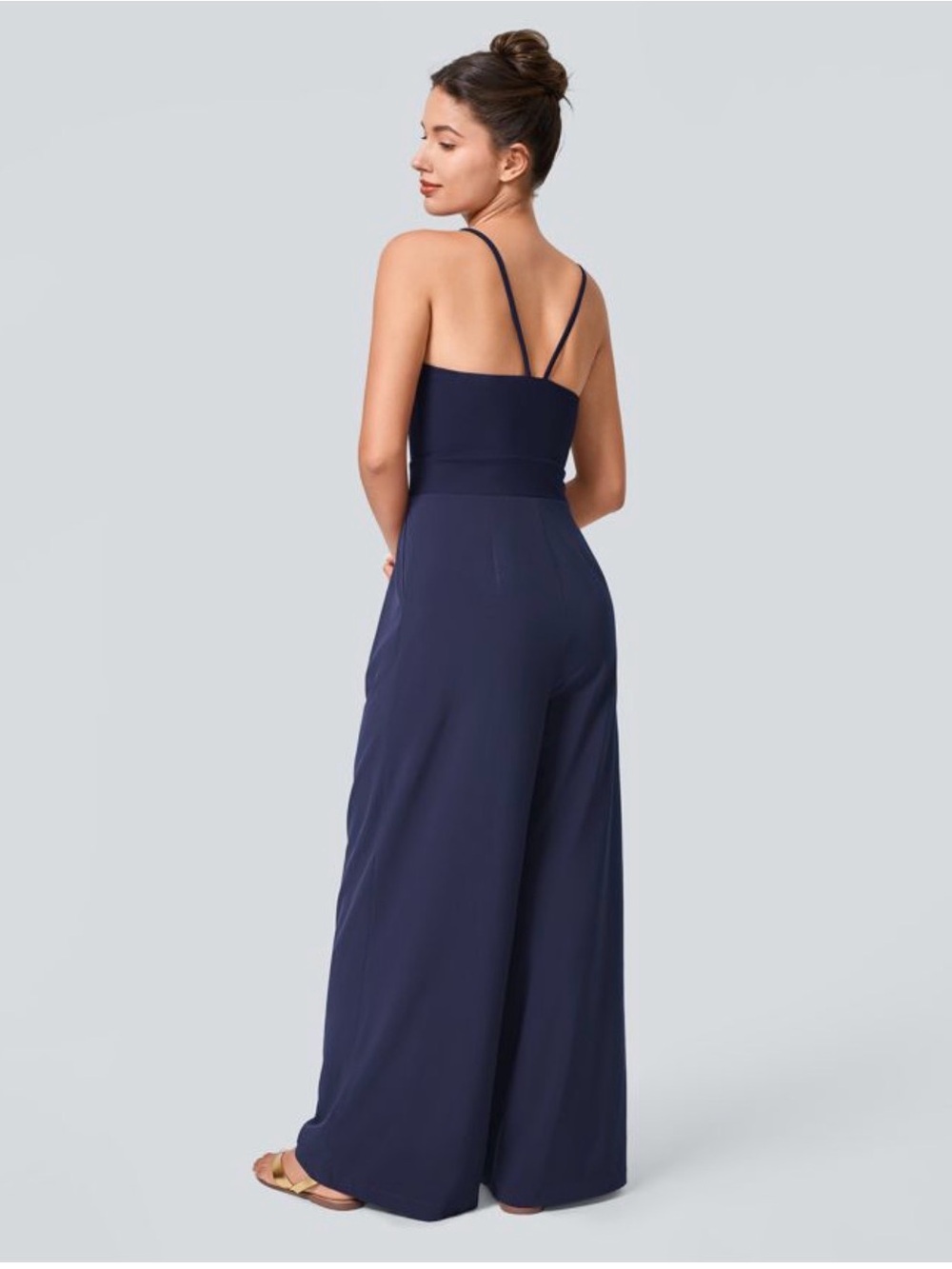 Halara Breezeful Backless Side Invisible Zipper Pocket Wide Leg Quick Dry - Picture 2 of 5